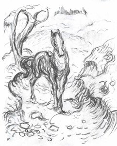 Horse in Landscape by Franz Marc